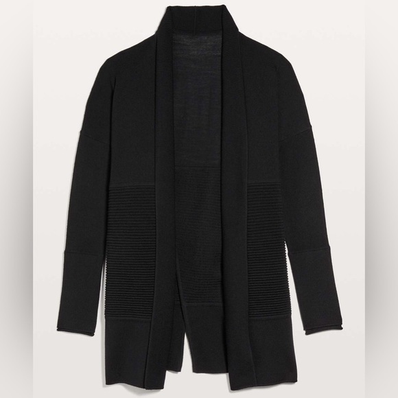 Lululemon Black Sit In Lotus Wrap II Merino Wool Size Small Casual Knit - Picture 4 of 15